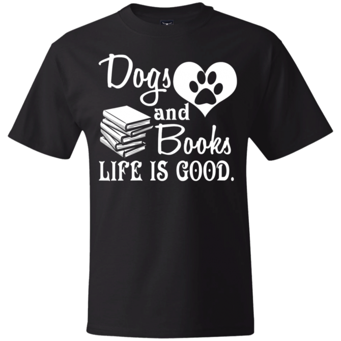 Womens Dog And Books Beefy T-Shirt